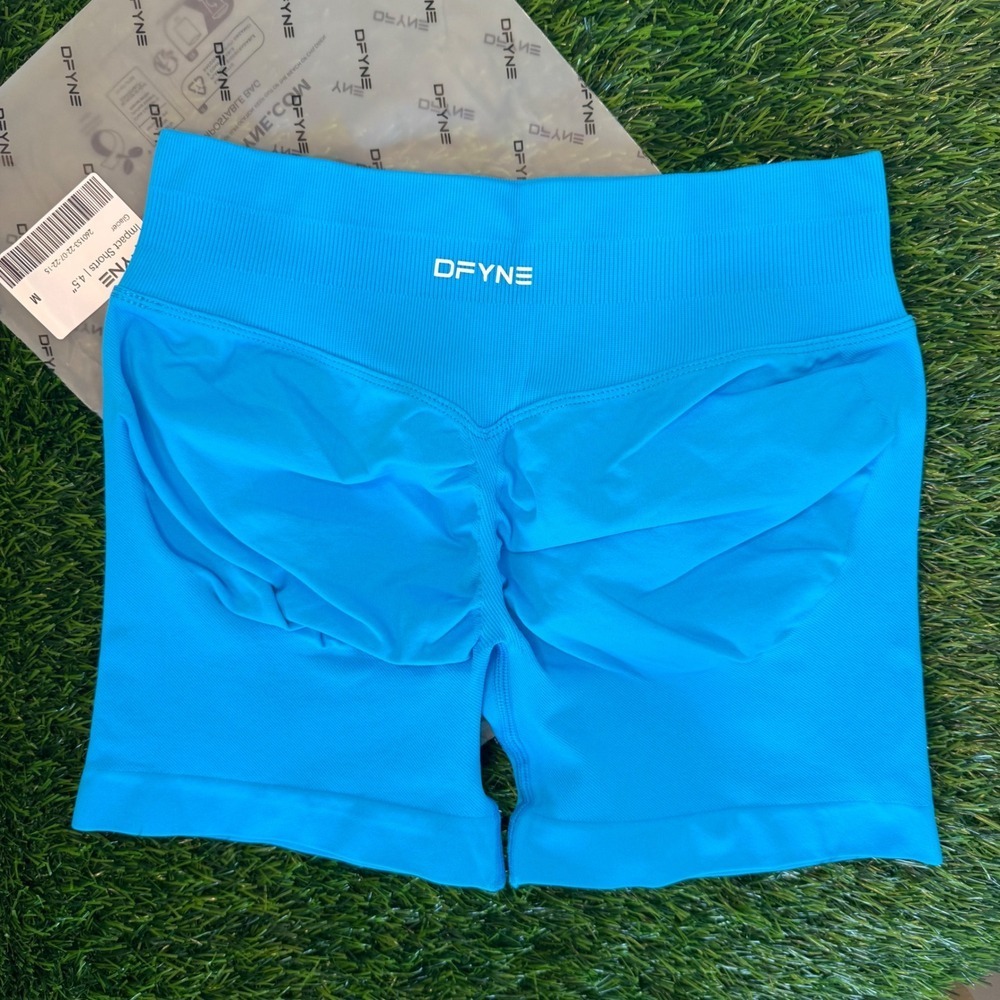 Women’s Athletic Shorts in Cyan Blue - High Waist Performance